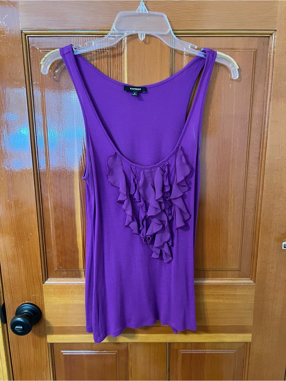Express Purple Ruffle Front Tank Top - Women